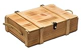 Amazinggirl Weinbox Geschenk-Box Holz Holzbox mit Deckel Holzschatulle Holzschachtel Schatulle Weinkiste Holzkiste mit Holzwolle