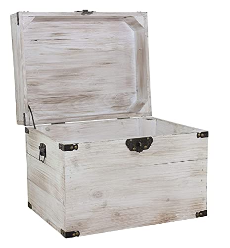 1x braune Holzbox mit Deckel | 45x35x35 cm | Neu | schöne Metallbeschläge veredeln die Truhe, Stauraum für Deko, Bilder, Filme