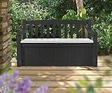 Koll Living Garden Gartenbank Eden - anthrazit - Kissenbox mit Stauraum - 265 Liter Raumvolumen - ca. 220 kg Deckelbelastung - 2