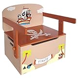 Bebe Style PRF1CTB Verwandelbare Spielzeugkiste + Tischbank + Stuhl - Holzkiste Aufbewahrung, braun